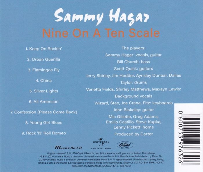 Hagar, Sammy - Nine On A Ten Scale (2023 reissue) - CD - New