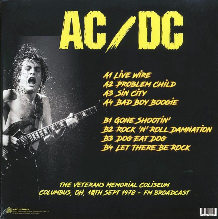 ACDC - Veterans Memorial Coliseum, The: Columbus, OH, 10th Sept 1978 - FM Broadcast (Ltd. Ed. of 500 copies) - Vinyl - New