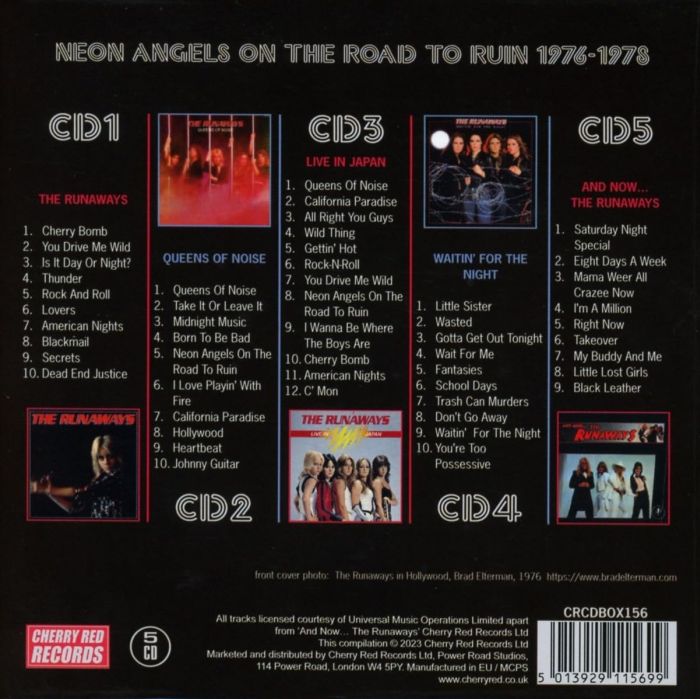 Runaways - Neon Angels On The Road To Ruin 1976-1978 (The Runaways/Queens Of Noise/Live In Japan/Waitin' For The Night/And Now...The Runaways) (5CD Box Set) - CD - New
