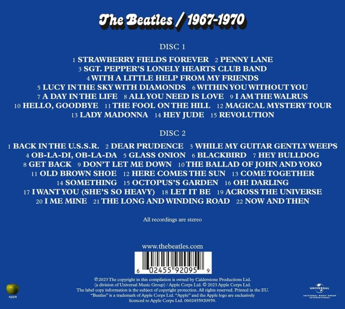 Beatles - 1967-1970 (2023 2CD reissue with 9 bonus tracks inc. Now And Then) - CD - New