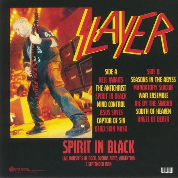 Slayer - Spirit In Black: Live Monsters Of Rock, Buenos Aires, Argentina, 3 September 1994 (Ltd. Ed. of 500 copies) - Vinyl - New