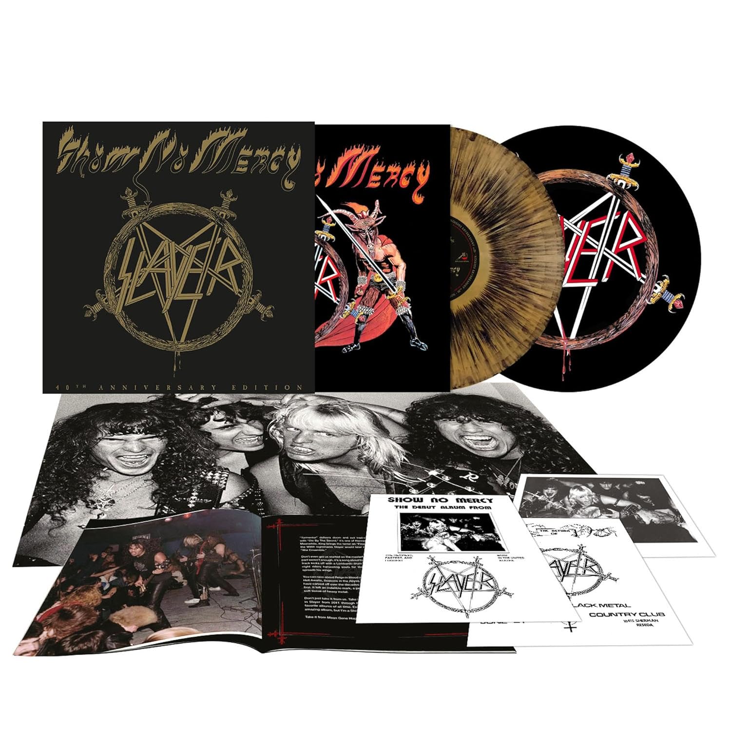 Slayer - Show No Mercy (Ltd. Special Ed. 2024 Gold vinyl gatefold vinyl box set with booklet, slipmat, poster, flyers & signing card - 6000 copies) - Vinyl - New