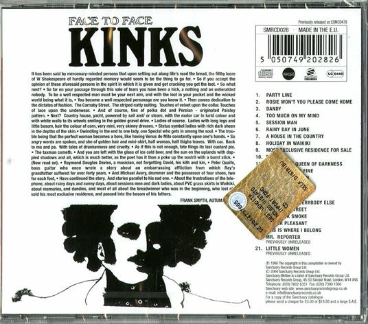 Kinks - Face To Face (2004 remastered reissue with 7 bonus tracks) - CD - New