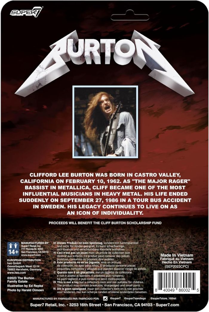 Metallica - Cliff Burton (Flannel Shirt) 3.75 inch Super7 ReAction Figure