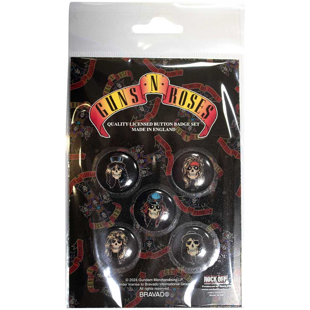 Guns N Roses - 5 x 2.5cm Button Set - Appetite Skulls