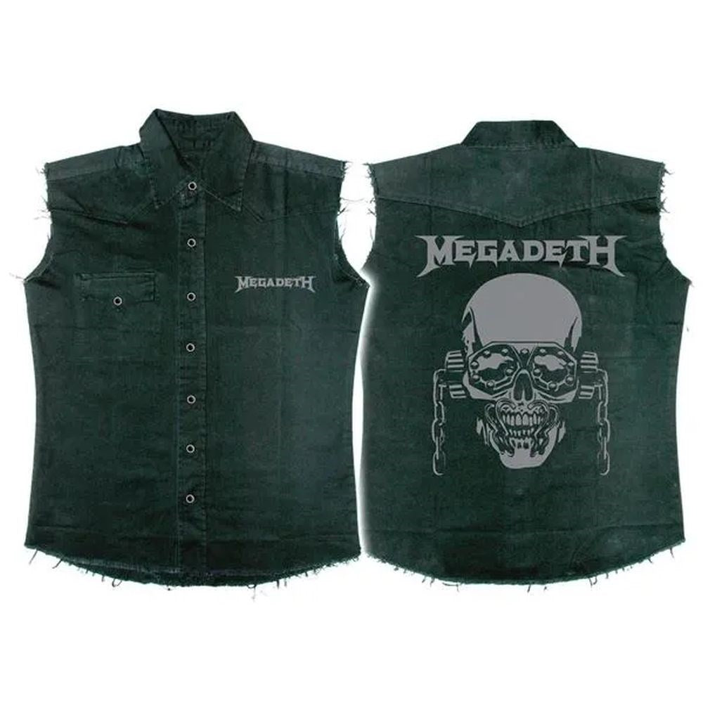 Megadeth - Sleeveless Black Work Shirt (Vic Rattlehead) - 100% Official Merchandise