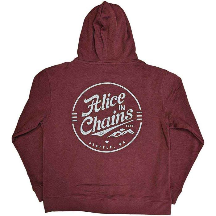 Alice In Chains - Zip Maroon Hoodie (Circle Logo) - 100% Official Merchandise