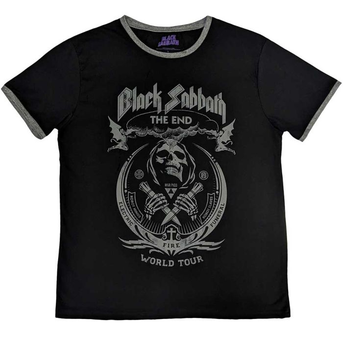 Black Sabbath - The End Black Ringer Shirt - 100% Official Merchandise