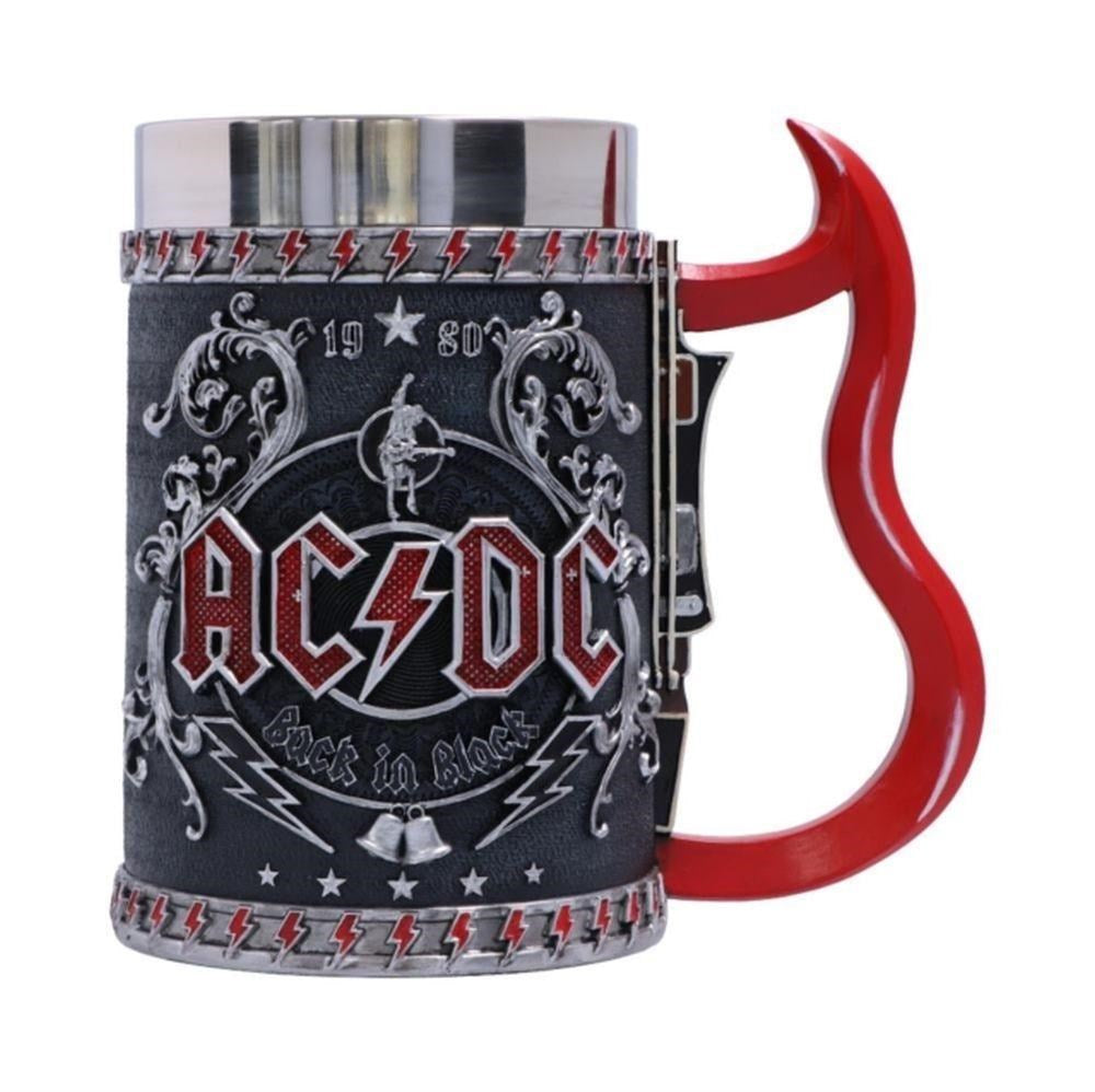 ACDC - Tankard Back In Black - Pint (560ml) 14.5cm high quality resin cast w. removable stainless steel insert