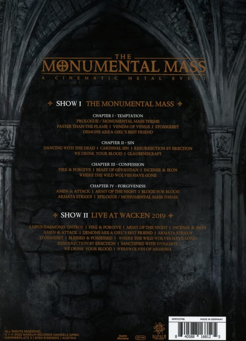 Powerwolf - Monumental Mass, The: A Cinematic Metal Event (DVD/Blu-Ray mediabook) (R0/RA/B/C) - DVD - Music