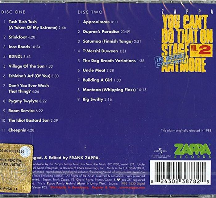 Zappa, Frank - You Can't Do That On Stage Anymore Vol. 2 (2CD) - CD - New