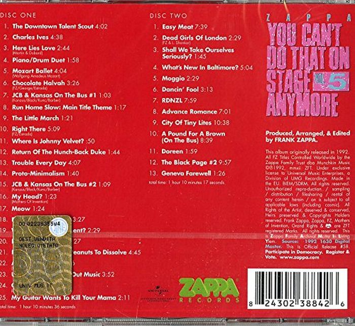 Zappa, Frank - You Can't Do That On Stage Anymore Vol. 5 (2CD) - CD - New