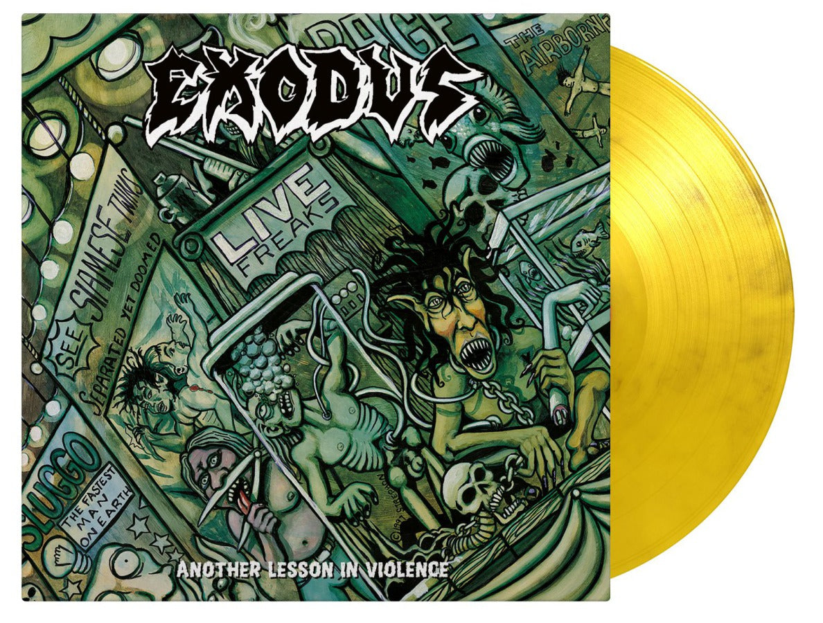 Exodus - Another Lesson In Violence (Ltd. Ed. 2023 180g 2LP Yellow & Black Marbled vinyl reissue - numbered ed. of 1000) - Vinyl - New