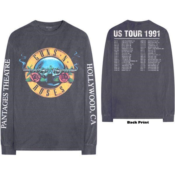 Guns N Roses - Hollywood US 1991 Tour Charcoal Long Sleeve Shirt - 100% Official Merchandise
