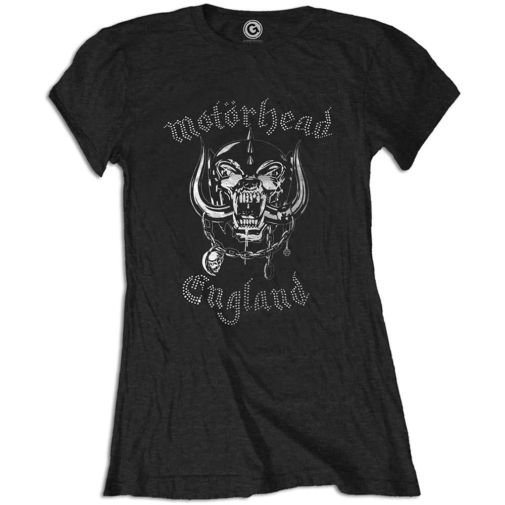 Motorhead - England Diamante Womens Black Shirt