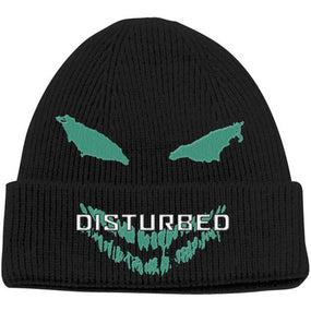 Disturbed - Knit Beanie - Embroidered and Print - Green Face