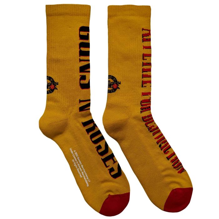 Guns N Roses - Yellow Appetite For Destruction - Yellow Crew Socks (Fits Sizes 7 to 11)
