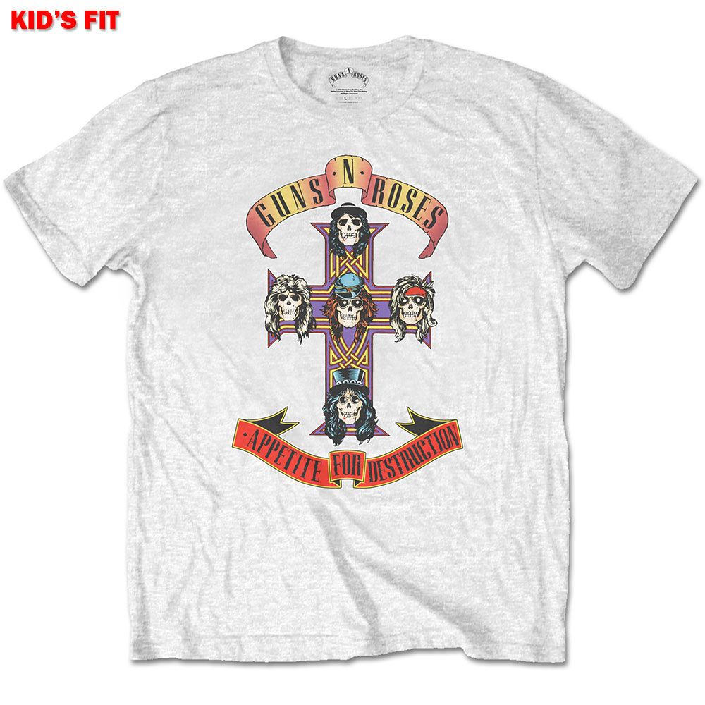 Guns N Roses - Appetite For Destruction Toddler and Youth White Shirt - 100% Official Merchandise