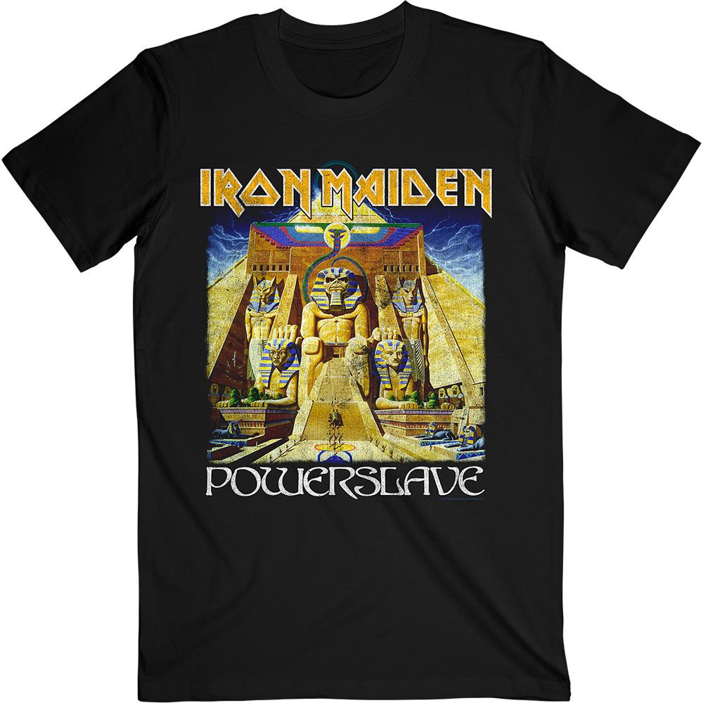 Iron Maiden - World Slavery Tour Powerslave Album Cover Black Shirt - 100% Official Merchandise