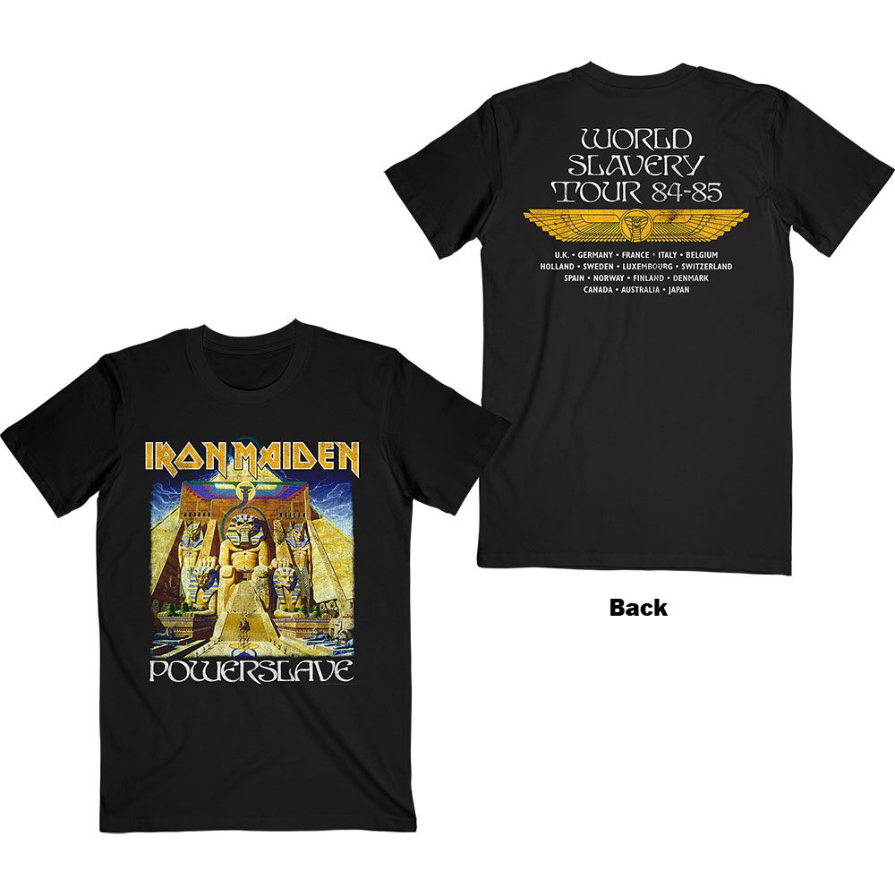 Iron Maiden - World Slavery Tour Powerslave Album Cover Black Shirt - 100% Official Merchandise
