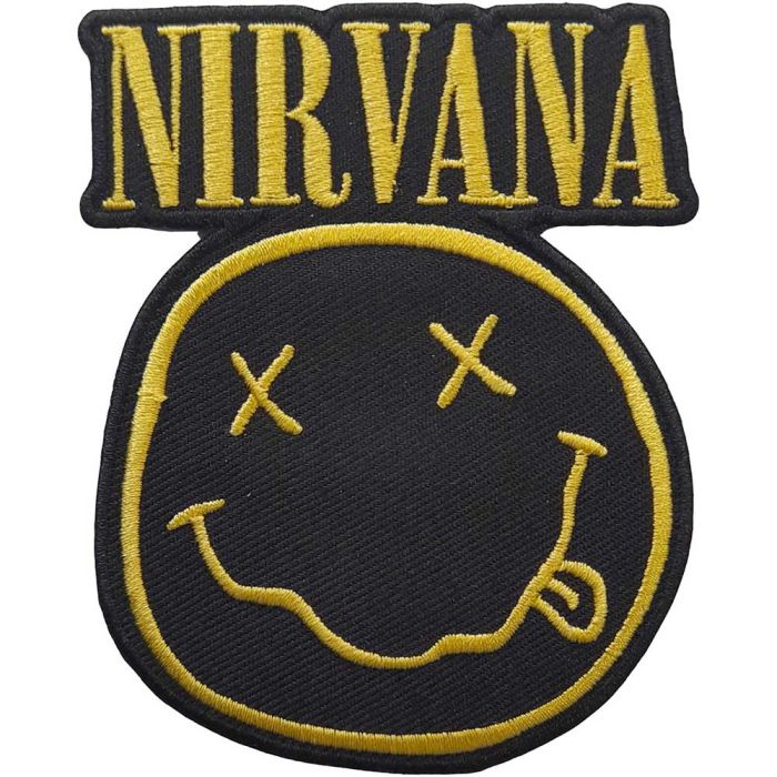 Nirvana - Cut-Out Smiley & Logo (90mm x 75mm) Sew-On Patch