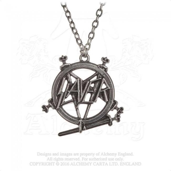 Slayer - Pewter Pendant and Chain - Logo Pentagram (42mm x 43mm)