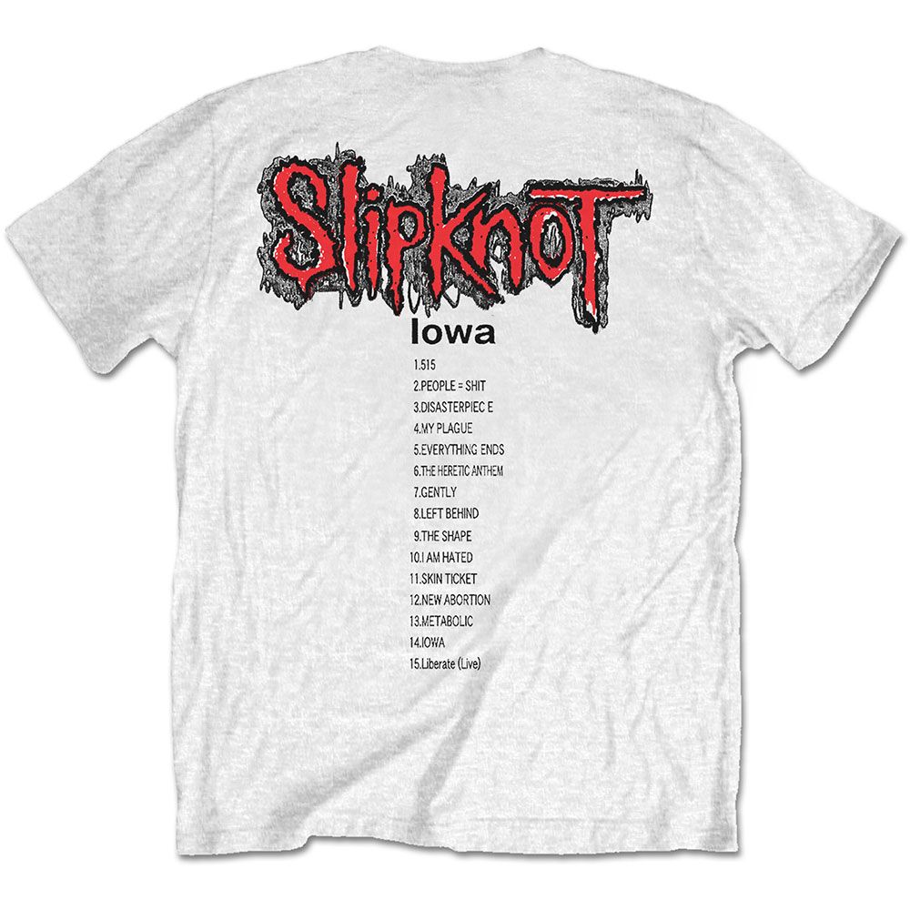 Slipknot - Iowa Band & Tracklist White Shirt