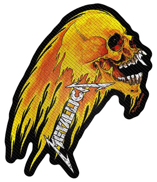 Metallica - Flaming Skull Cut-out (100mm x 70mm) Sew-On Patch