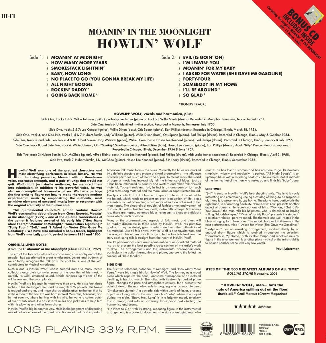 Howlin' Wolf - Moanin' In The Moonlight (2021 reissue with bonus CD) - Vinyl - New