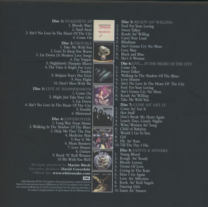 Whitesnake - Little Box 'O' Snakes (Snakebite EP/Trouble/Live At Hammersmith/Lovehunter/Ready An' Willing/Live... In The Heart Of The City/Come An' Get It/Saints & Sinners) (8CD Box Set) - CD - New