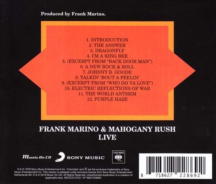 Marino, Frank And Mahogany Rush - Live (2019 reissue) - CD - New