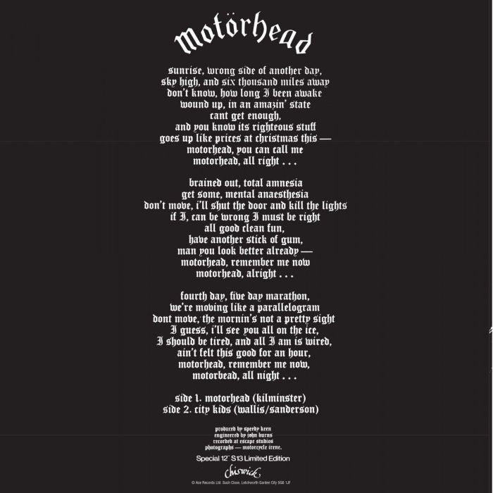 Motorhead - Motorhead/City Kids (2023 12" reissue) - Vinyl - New