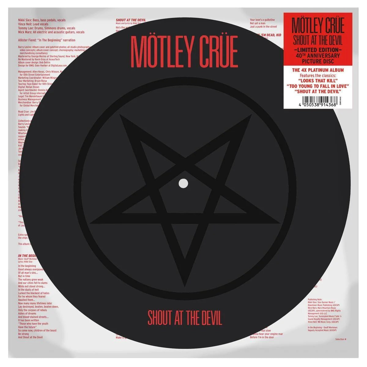 Motley Crue - Shout At The Devil (Ltd. 40th Anniversary Ed. Picture Disc reissue) - Vinyl - New