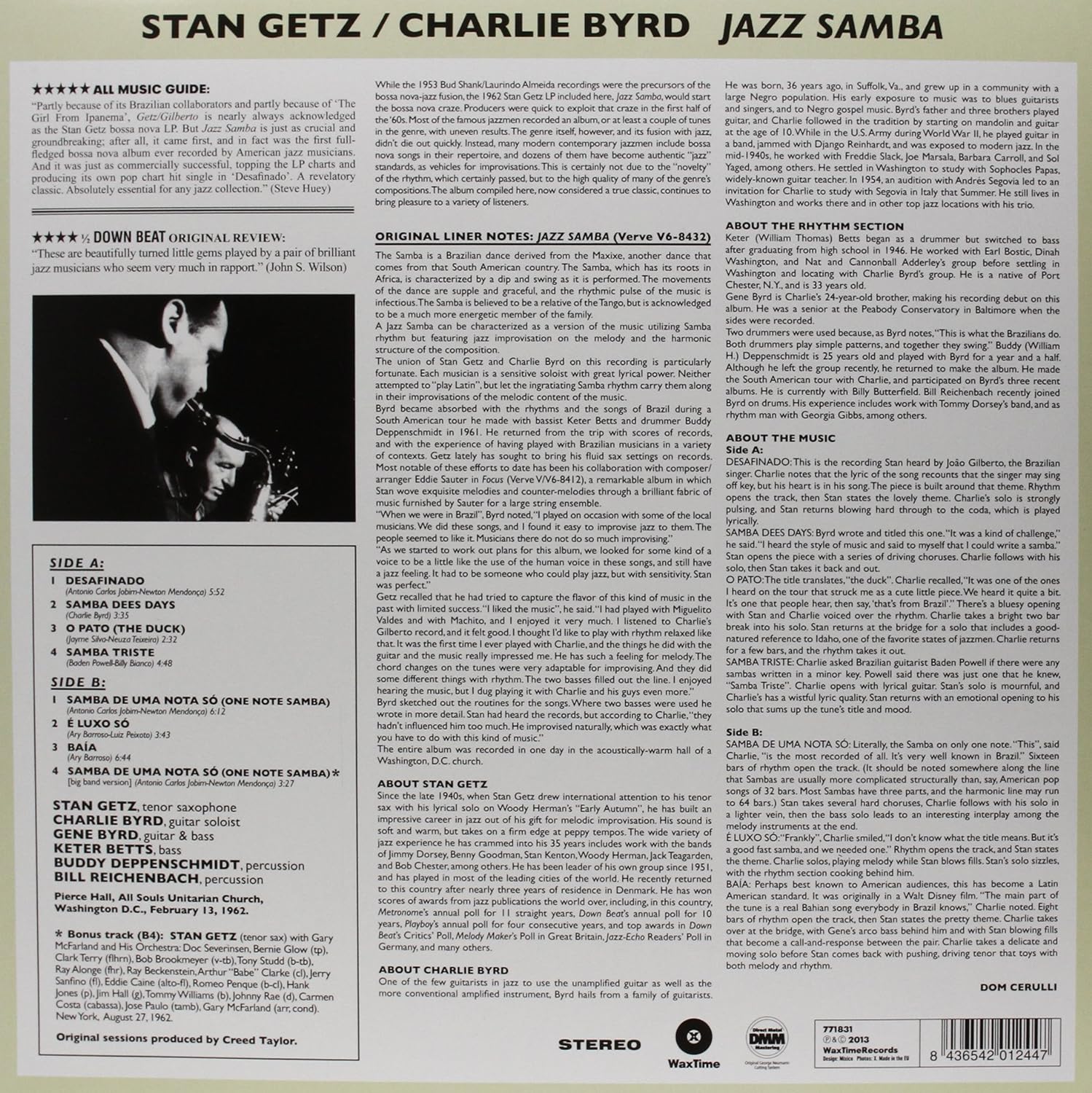 Getz, Stan & Charlie Byrd - Jazz Samba (Ltd. Collector's Ed. 2013 180g remastered reissue) - Vinyl - New