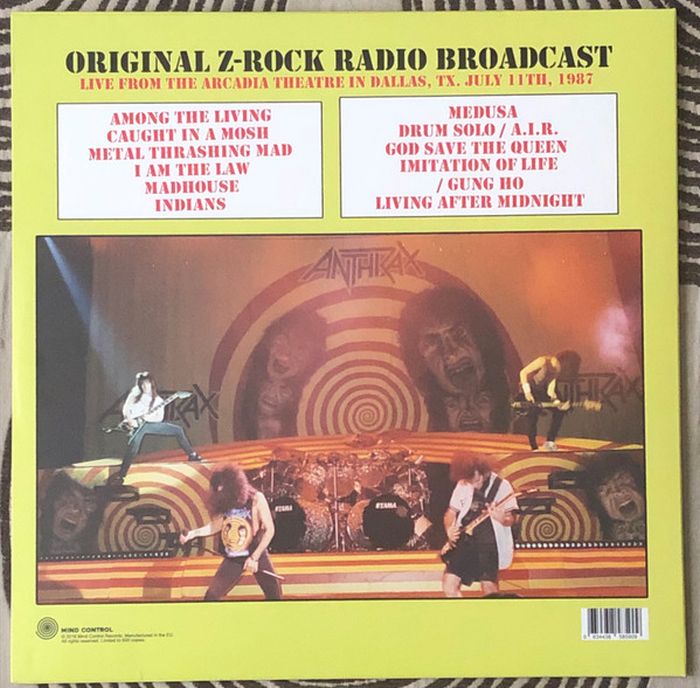 Anthrax - Metal Thrashing Mad @ The Arcadia Theatre Dallas, TX. July 11th, 1987 - FM Broadcast (Ltd. Ed. of 500) - Vinyl - New