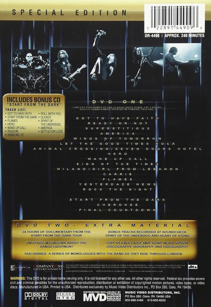 Europe - Live From The Dark (Special Ed. DVD/CD) (R0) - DVD - Music