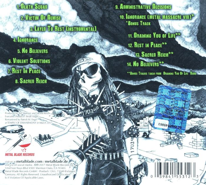 Sacred Reich - Ignorance (30th Anniversary 2017 remastered digipak reissue with 5 bonus tracks) - CD - New