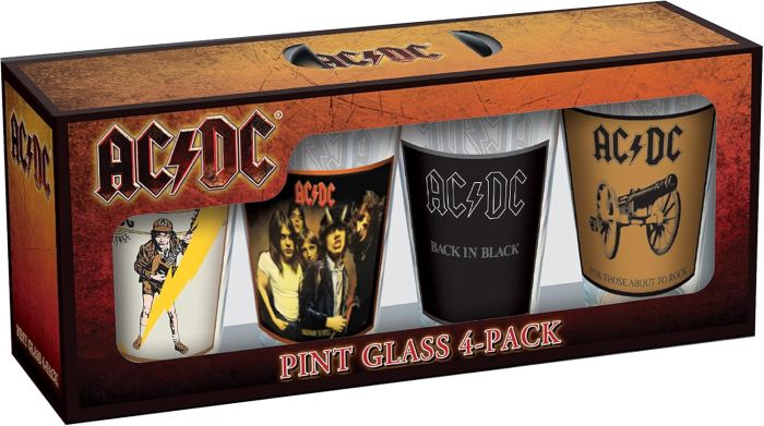 ACDC - Set of 4 x Pint Beer Glasses - Classic Covers