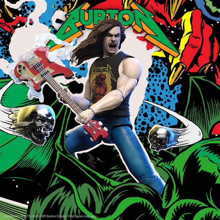 Metallica - Cliff Burton (Wave 2 - Superhero Poster) ULTIMATES! 7 inch Super7 ReAction Figure