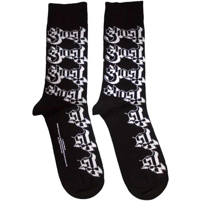 Ghost - Black Crew Socks (Fits Sizes 7 to 11) - Logo Pattern