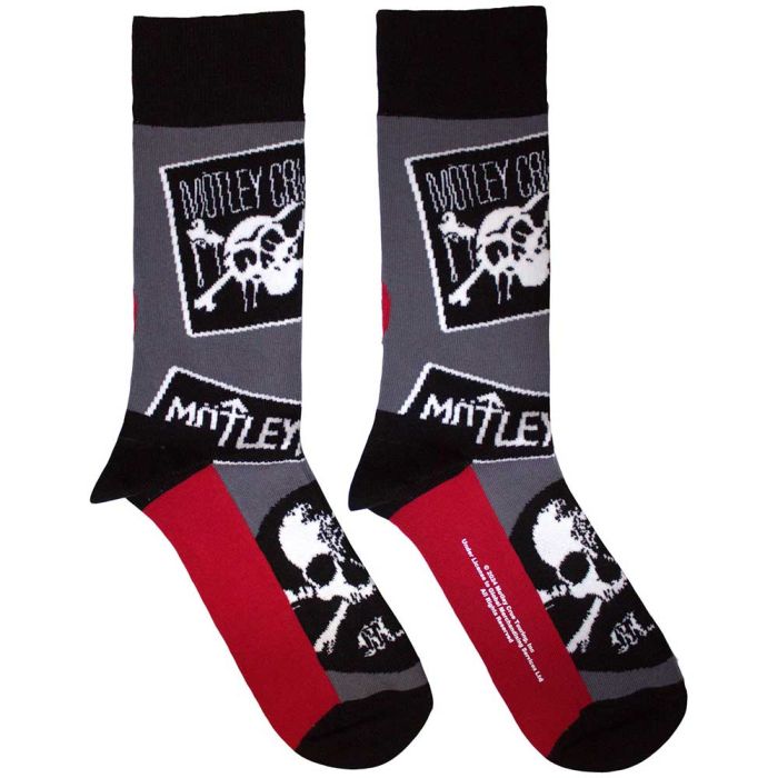 Motley Crue - Grey Crew Socks (Fits Sizes 7 to 11) - Logos
