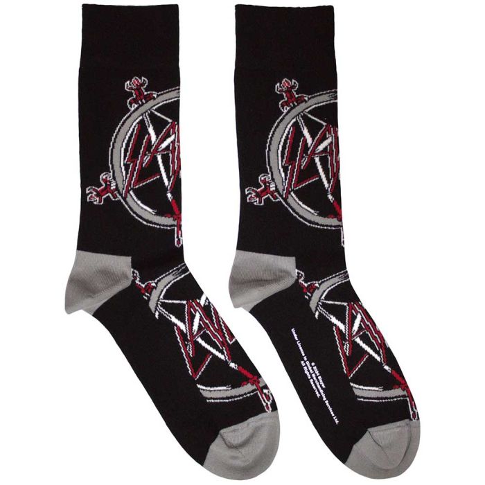 Slayer - Black Crew Socks (Fits Sizes 7 to 11) - Pentagram