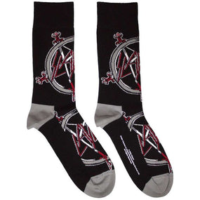 Slayer - Black Crew Socks (Fits Sizes 7 to 11) - Pentagram