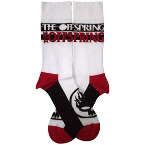 Offspring - White Crew Socks (Fits Sizes 7 to 11) - Logo & Flaming Skull