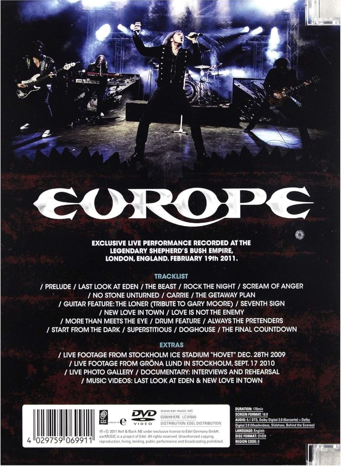 Europe - Live! At Shepherd's Bush, London (R0) - DVD - Music