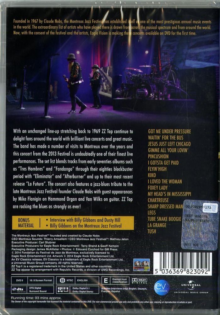 ZZ Top - Live At Montreux 2013 (R0) - DVD - Music