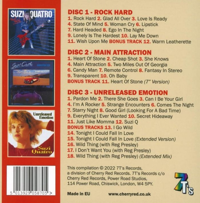 Quatro, Suzi - Albums 1980-86, The (Rock Hard/Main Attraction/Unreleased Emotion) (3CD Box Set with bonus tracks) - CD - New