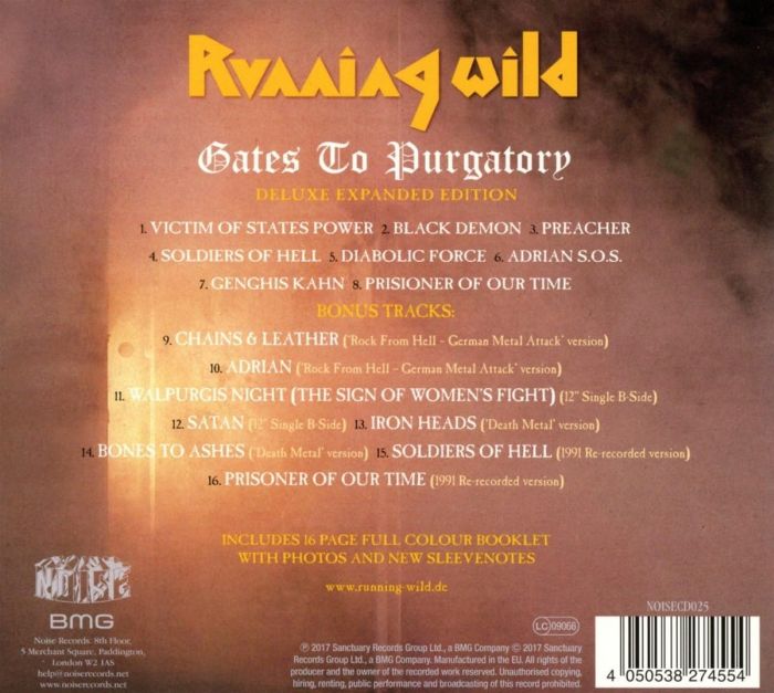 Running Wild - Gates To Purgatory (2017 reissue with 8 bonus tracks) - CD - New