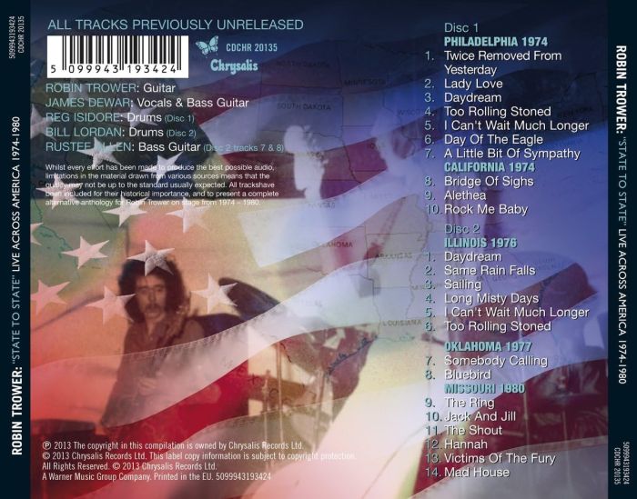 Trower, Robin - State To State: Live Across America 1974-1980 (2CD) - CD - New