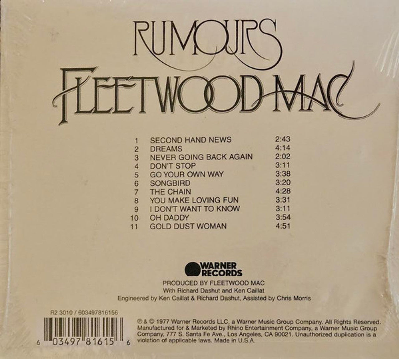 Fleetwood Mac - Rumours (2025 digipak reissue) - CD - New